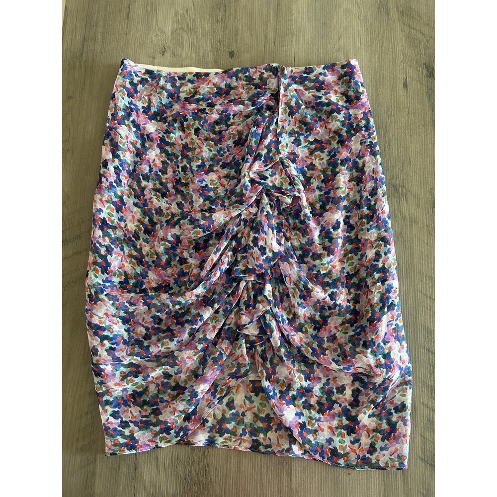 Veronica Beard Spencer Silk Ruched Floral Mini Skirt Purple Size 2
